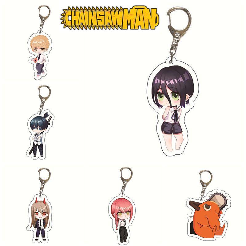 Chainsaw Man Acrylic Keychain Double Sided Printing Cartoon Character Bag Pendant