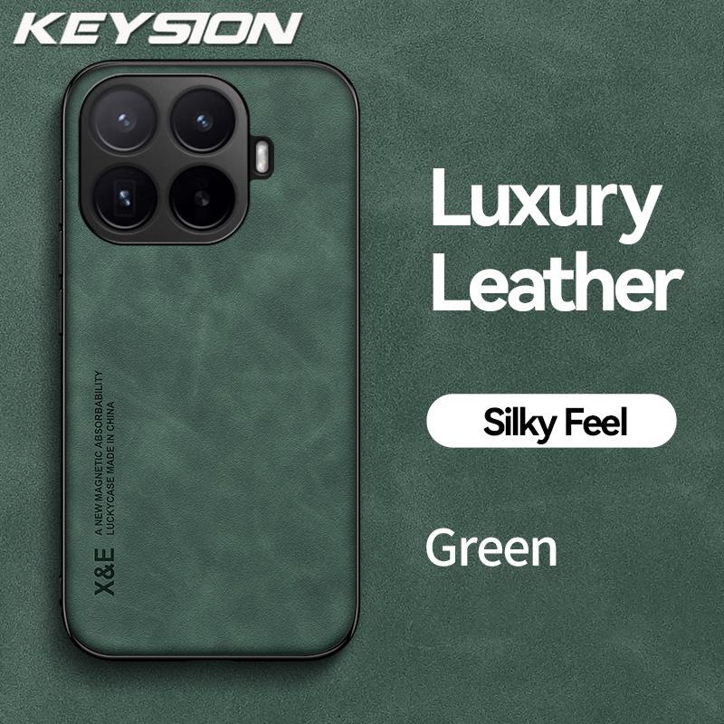 KEYSION Luxury Retro PU Leather Phone Case for Xiaomi 17T Pro 5G Soft Silicone+PC Shockproof Phone Back Cover for Xiaomi 17T
