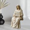 Mary Resin Statue Sitting Mary Statue Handmade Resin Mary Figurine Sitting Christ Statue Sculpture Inspirational Decor