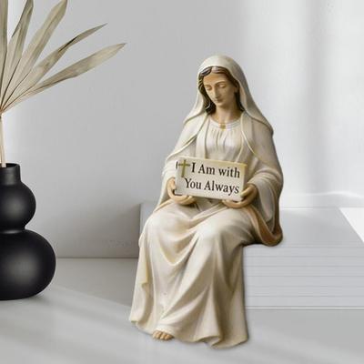 Hars Beeld van Maria Zittend Maria Beeld Handgemaakt Hars Maria Beeldje Zittend Christus Beeld Sculptuur Inspirerend Decor
