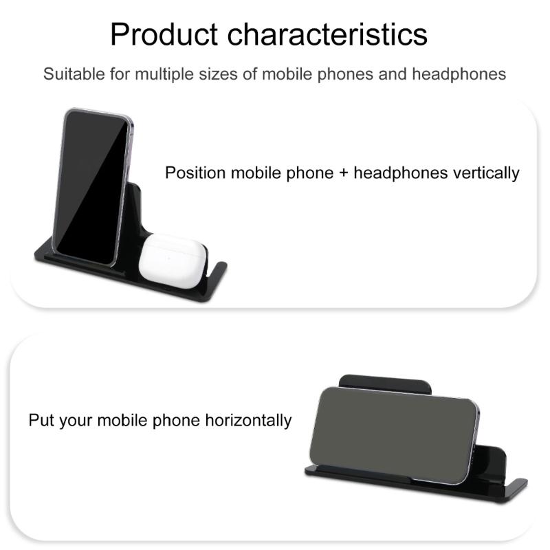 Office and Home Acrylic Desktop Holder Support for Smartphone Earphones, Adjustable Viewing Angle, Slip Resistant Design