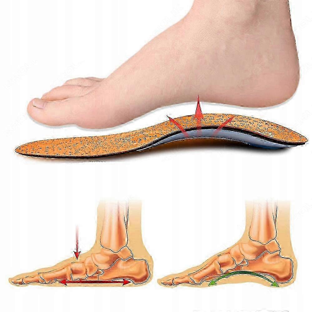 Shoes Insoles For Flat Feet, Valgus Supination, Orthopedic, Leather