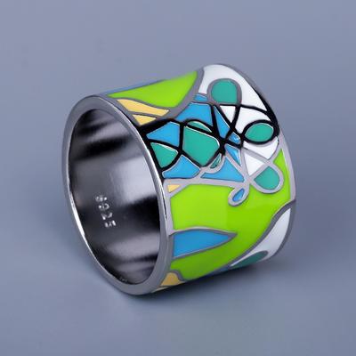 Ladies Hand Painted Enamel Rings Art Graffiti Exaggerated Rings