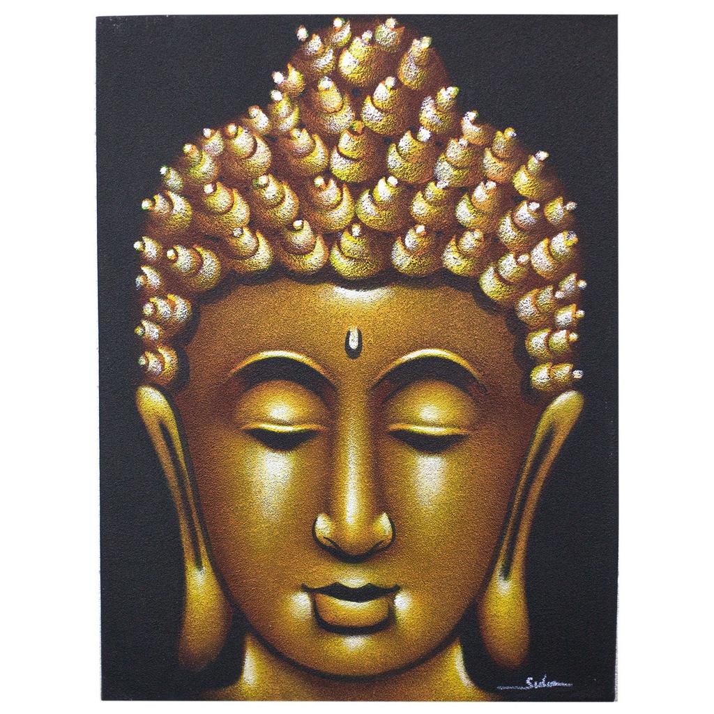 Buddha Canvas Wall Art - Gold Sand Finish