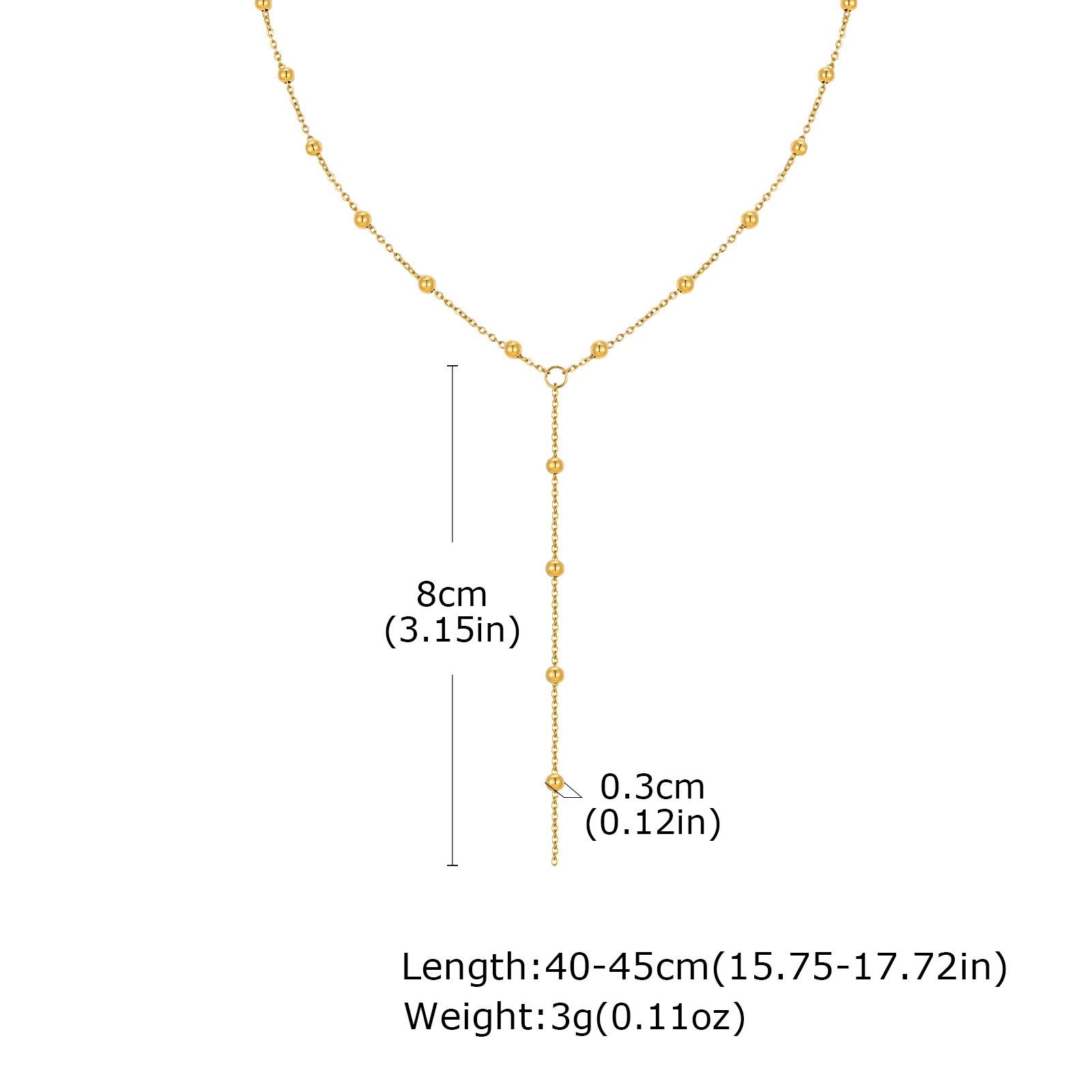 Jewelry, Stainless Steel Bead Chain Y-Shaped Wind Versatile Necklace Plated 18K Gold Nc-1970 золотой