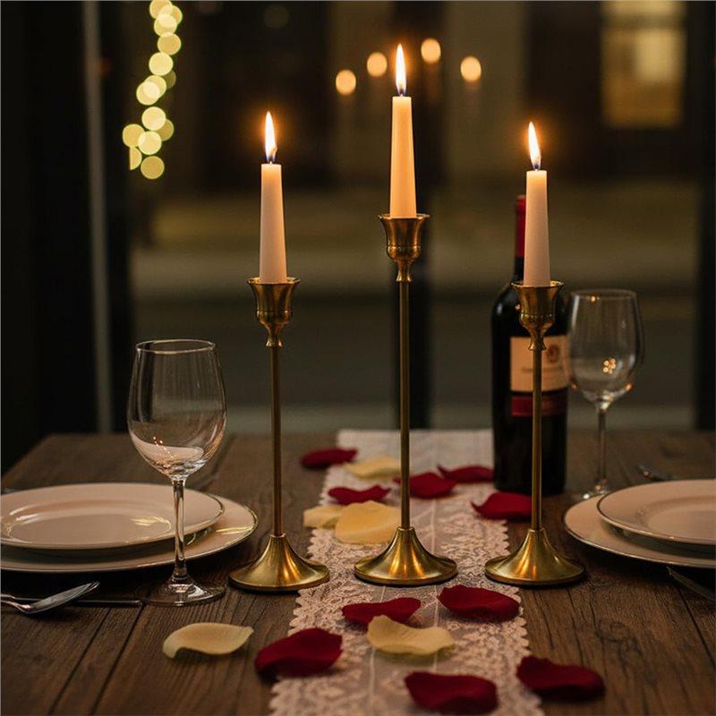 BAAJ-Metal Taper Candle Holders-Elegant Design, Set Of 3-Perfect For Table Centerpieces& Wedding Decorations