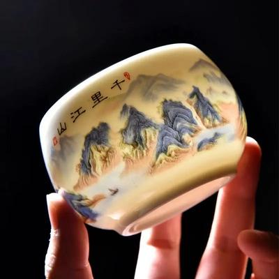 Vynikající čajový šálek z bílého porcelánu Jade z jehněčího tuku, ručně vyráběný, přenosný keramický čajový šálek, přizpůsobená čajová souprava, osobní mistrovský šálek