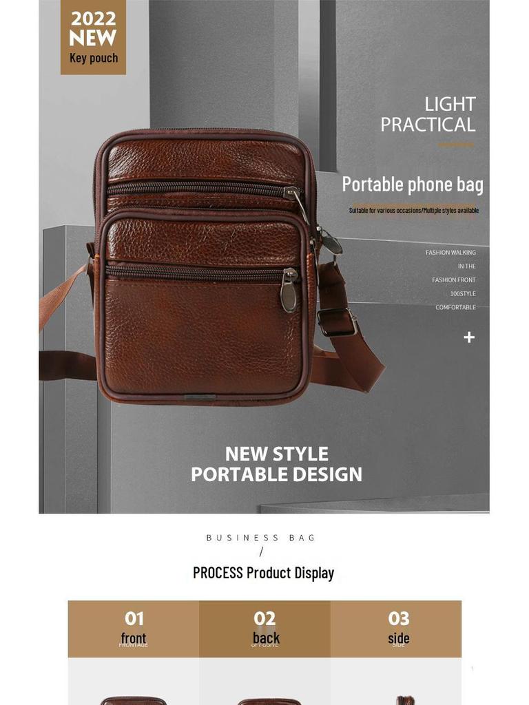 Genuine Leather Men's Vertical Crossbody Phone Waist Bag with Belt Loop (8-Inch)