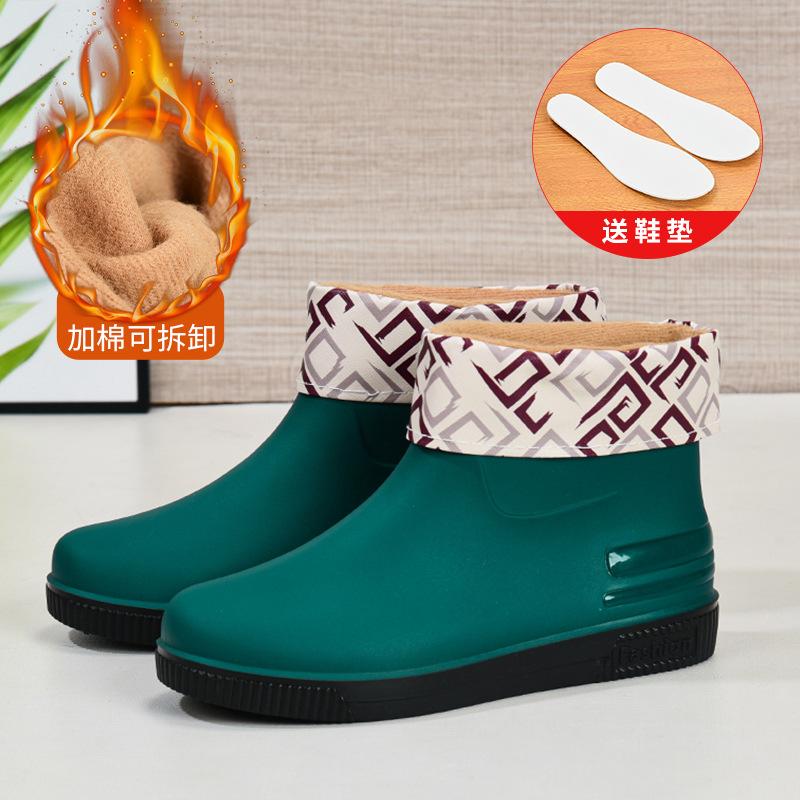 Women's water shoes fashion short rain boots new low water boots low-top rain boots waterproof glue shoe cover shoes hot