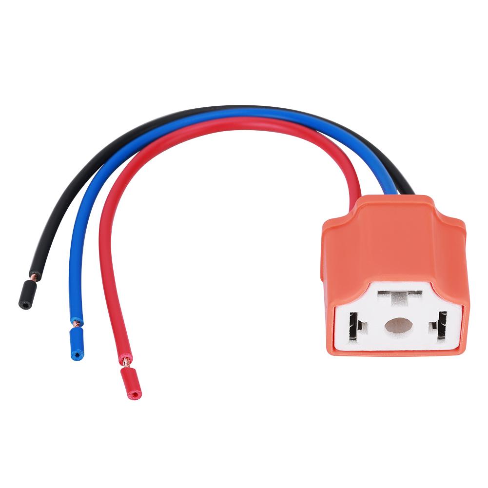 H4   9003 Female Ceramic Headlamp Wiring Harness Plug Socket Connector Adapter Filament Wire