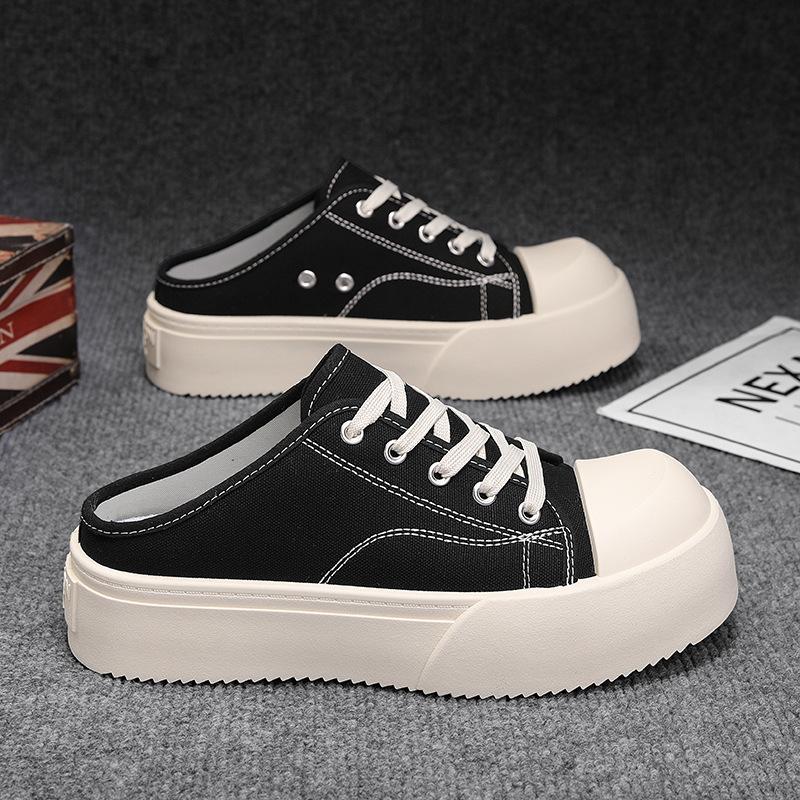 

Холщовые мужские туфли дышащие и универсальные летом, повседневные туфли на доске с большим носком, спортивные слипоны, без каблука, с мешком на носке и полупяткой. 44