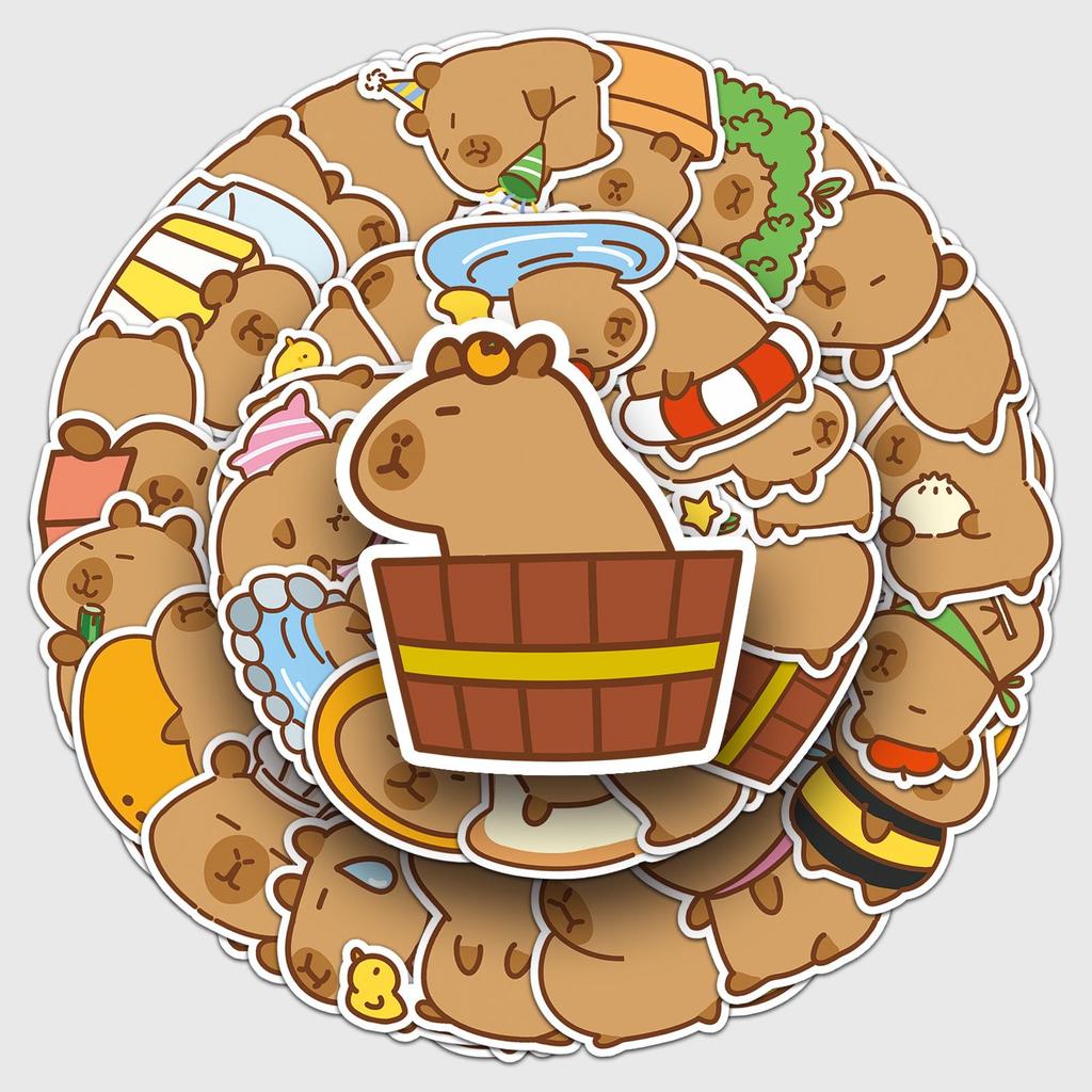 51 Capybara Graffiti Stickers: Cute Cartoon Animal Decals for Suitcases & Phone Cases