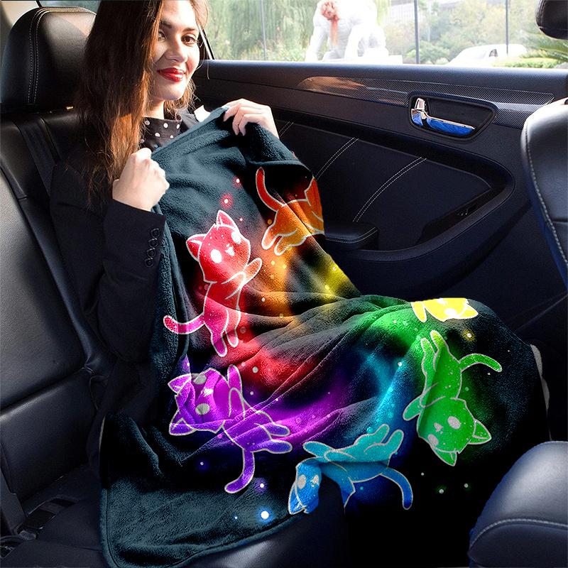 1pc Six Colorful Cute Kittens Blanket Home Decorative Throw Gift, Living Room, Travel, Camping, Car Blankets