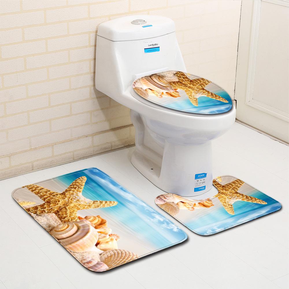 Shell Bathroom Floor Mat Toilet Three-Piece Set