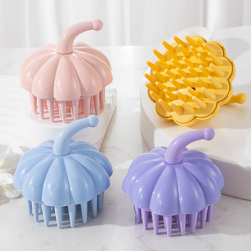 1 Stück Kürbisform Shampoo Kopfhaut Massagebürste Silikon Körperbürste Haarwaschkamm Bade Spa Duschmassage Haarbürste