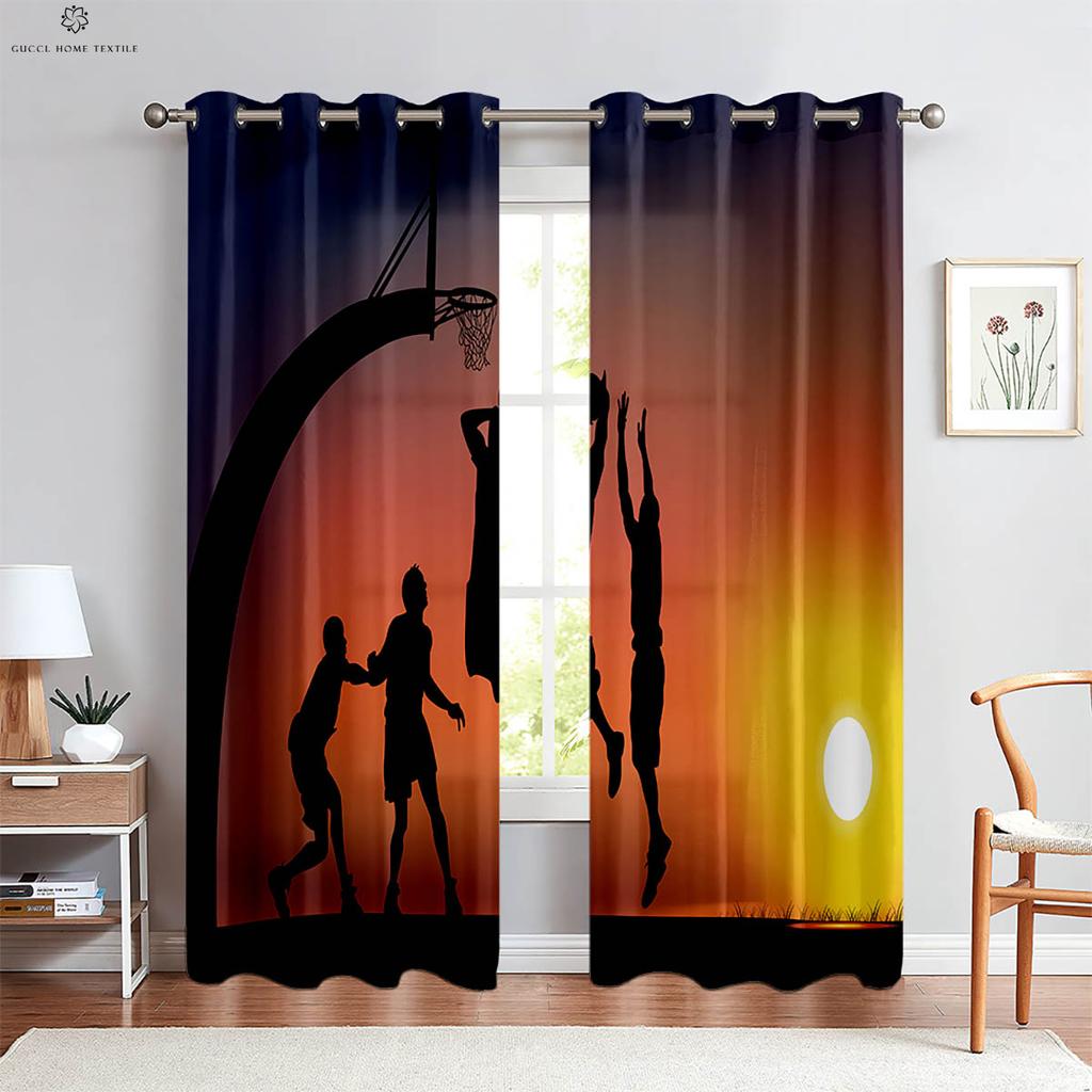 Cool Basketball 3d Printed Drapes Suitable Great for Kids Bedroom Living Area Cooking Space Bedroom Decorative Curtains 2 Pieces