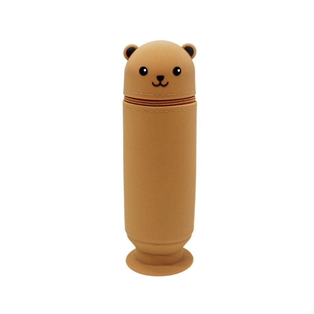 Silicone Pencil Pouch Soft Stationery Box INS Cartoon Bear Pencil Case  Children Gifts