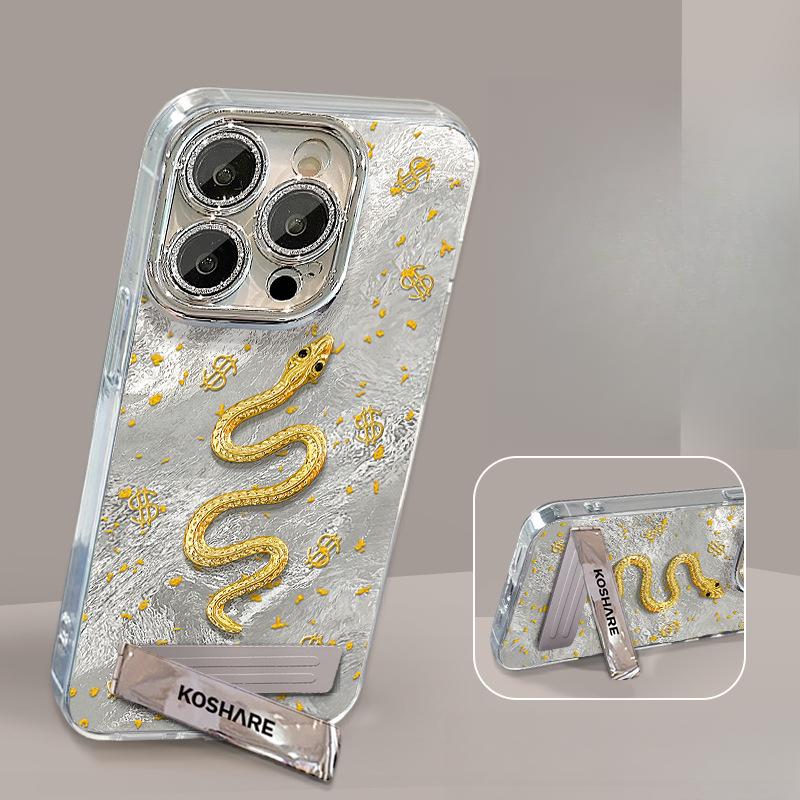 

Цепочка-подставка со стикером «Золотая змея» подходит для чехлов для телефонов Apple 16, 15pro с ощущением высокого класса, 14 с полной защитой от ударов, 13/12 женская iPhone 16 Pro Max