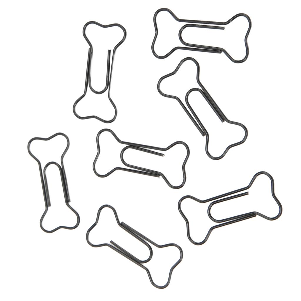 45 Stück Hundeknochenform Büroklammern Schwarz Leichtgewicht Notizbuch Dokumente Organisieren Draht Lesezeichenklammern