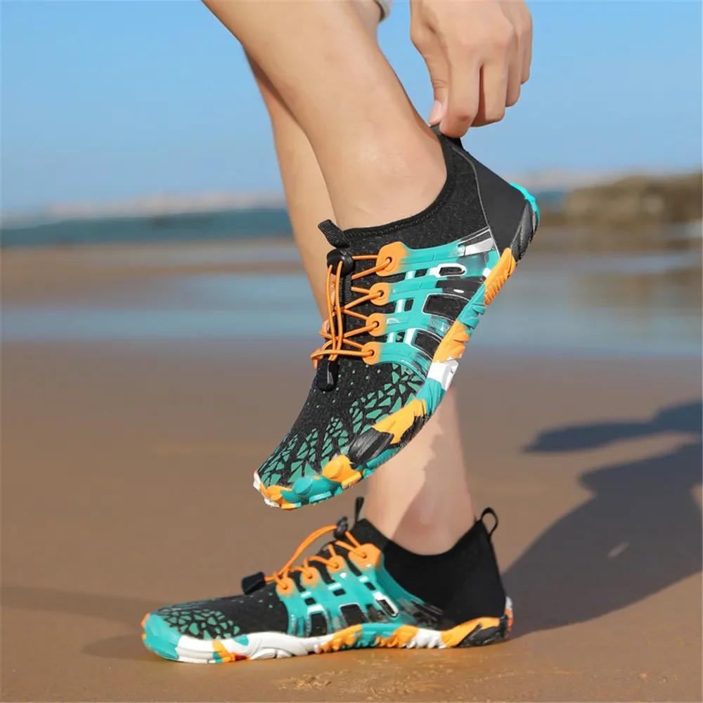 Men Women Water shoes Upstream Wading Swimming Barefoot Five Fingers Aqua Shoes Colorful Beach Seaside Light Unisex Sneakers