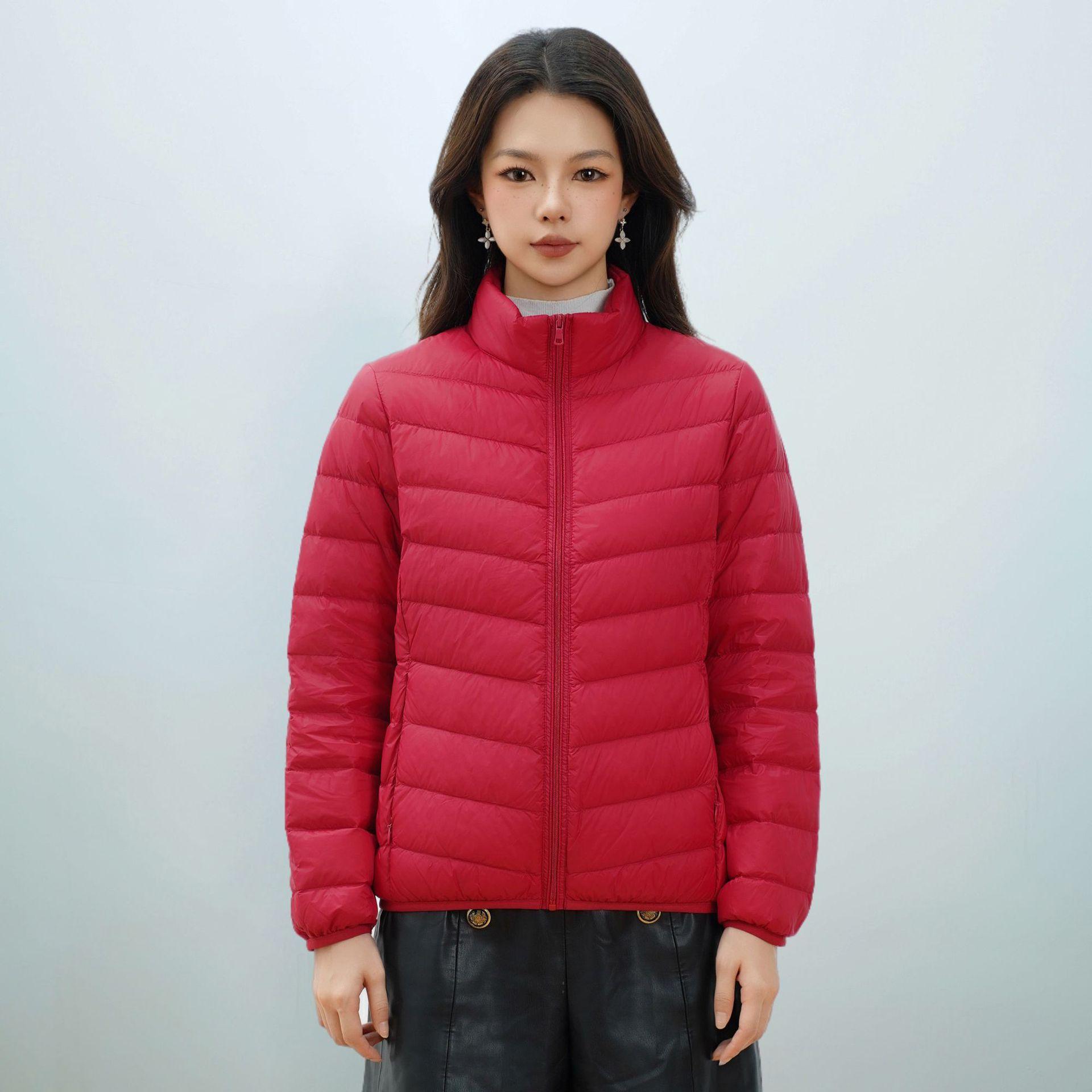 Женский пуховик простой пуховик однотонный женский воротник-стойка женская одежда легкий пуховик женский M