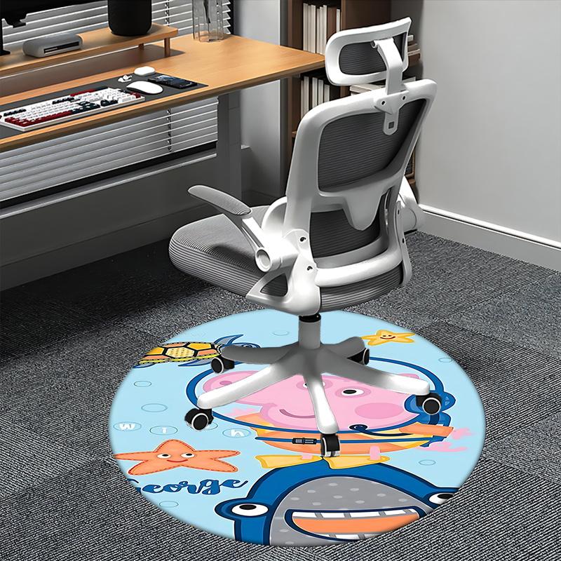 

Peppa Pig George Underwater Adventure Chair Mat Round Carpet Home Decor, Office Gift, Suitable for Bedroom, Living Room, s0271b 80cm by 80cm