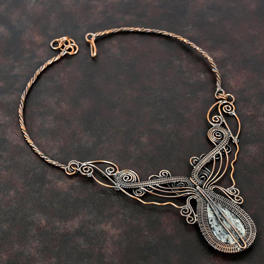 Astrophyllit Halskette Kupferdraht gewickelte Halskette Handgefertigter Schmuck Verstellbare Halskette Edelstein Halskette Geschenk für Mama Kupferdraht Schmuck
