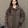 Women's Retro Winter Cotton Jacket with Metal Buckle and Stand Collar