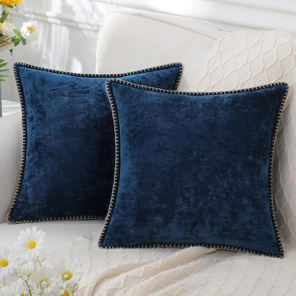 Fall Decorative Cozy Throw Pillow Covers Cases for Couch Sofa Home Decoration Solid Dyed Soft Chenille Fall Orange Cushion Cover