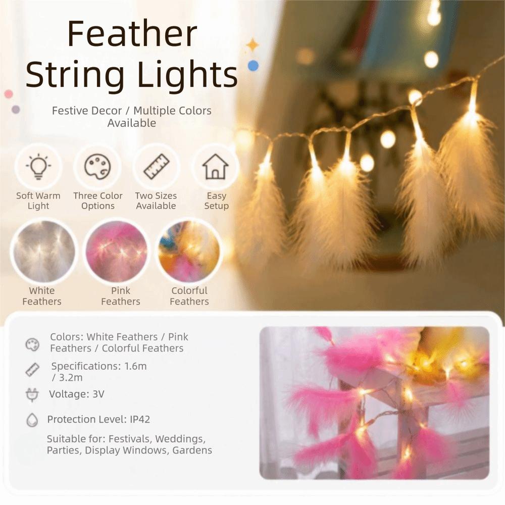 Decoration Lights Feather Led String Light Multi-Color Christmas Decorations Thanksgiving