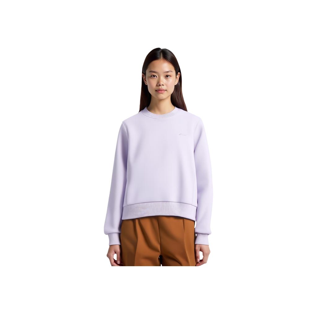 Li-Ning Comfortable Breathable Fleece Casual Sweatshirt Women Tops Sea-Salt-Purple AWDU638-3