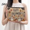 Spill Proof Stationery Holder Storage Bag, with Halloween Pumpkin Ghost Print, Smooth Themed Travel Bag Zipper Canvas Makeup for Cosmetic Organizer