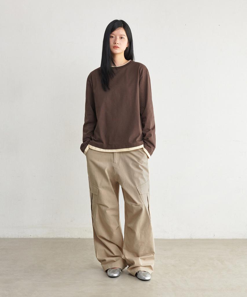 GLW [Unisex] Double Layered Long Sleeve Tee Brown