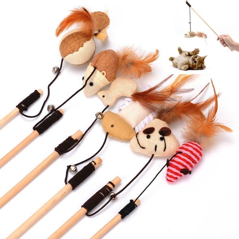 1pcs Funny Cat Toys Replaceable Feathers Funny Cat Toy Gift Set for Pet Interactive Exercise Training Toys for Cat Supplies