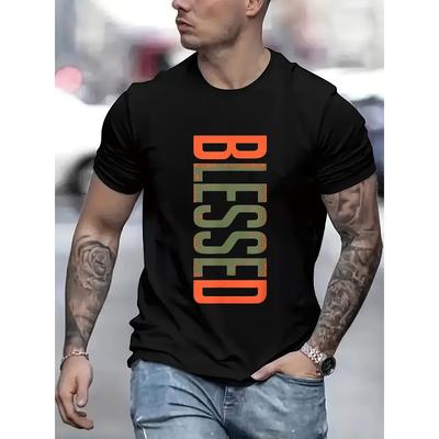 European Sizes Men'S T - Shirt With BLESSED Pattern