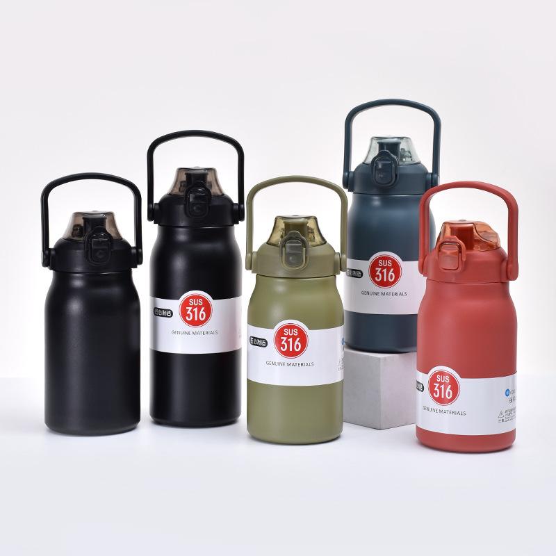 316 stainless steel handle insulated cup outdoor large capacity sports water bottle portable bouncing cover space kettle