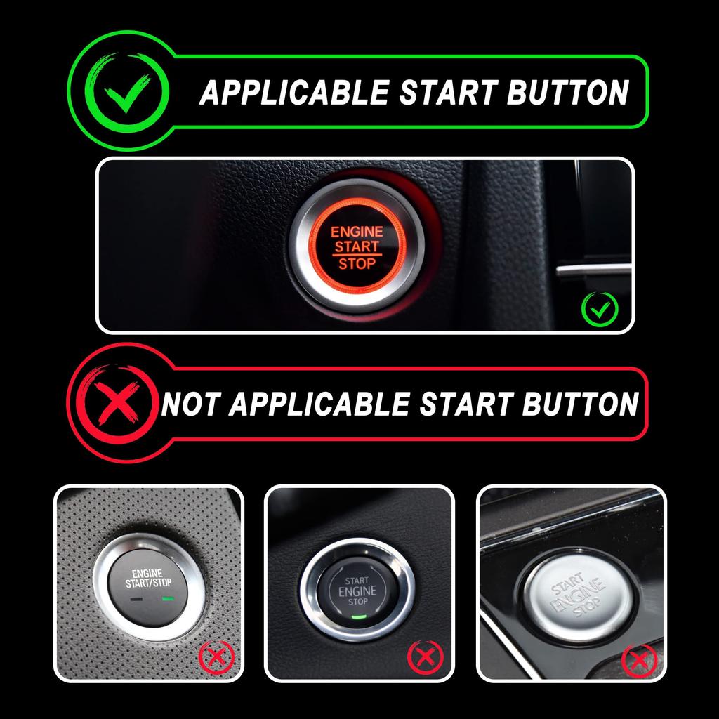 TOMALL Engine Start Button Rhinestone Car Engine Button Cover Button