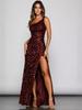 New Sequined Sleeveless Slit Single Shoulder Strap Tight Party Dress Dress (3 Colors)