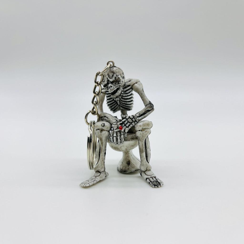 Popular Skull Keychain Pendant - Halloween Toilet Ghost Car Key Ring