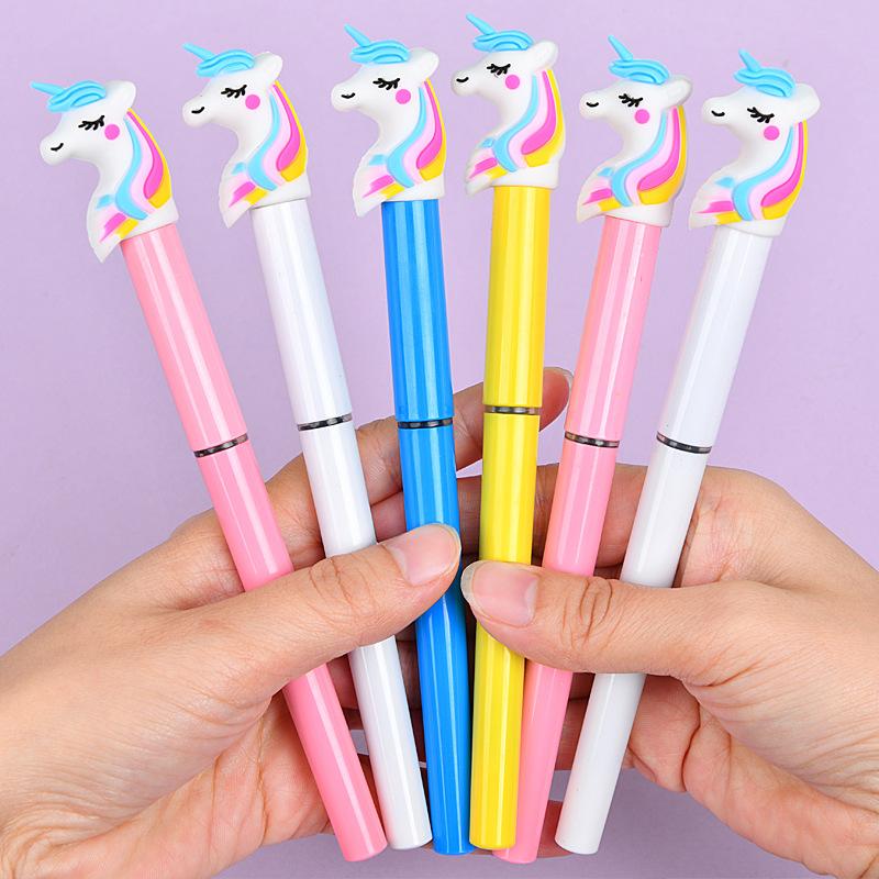 36Pcs Unicorn Shape Straight Liquid Quick Drying Gel Pen School Office Supplies Kawaii Prize Gift Writing Tools Holiday Gift Novelty Stationery Teache