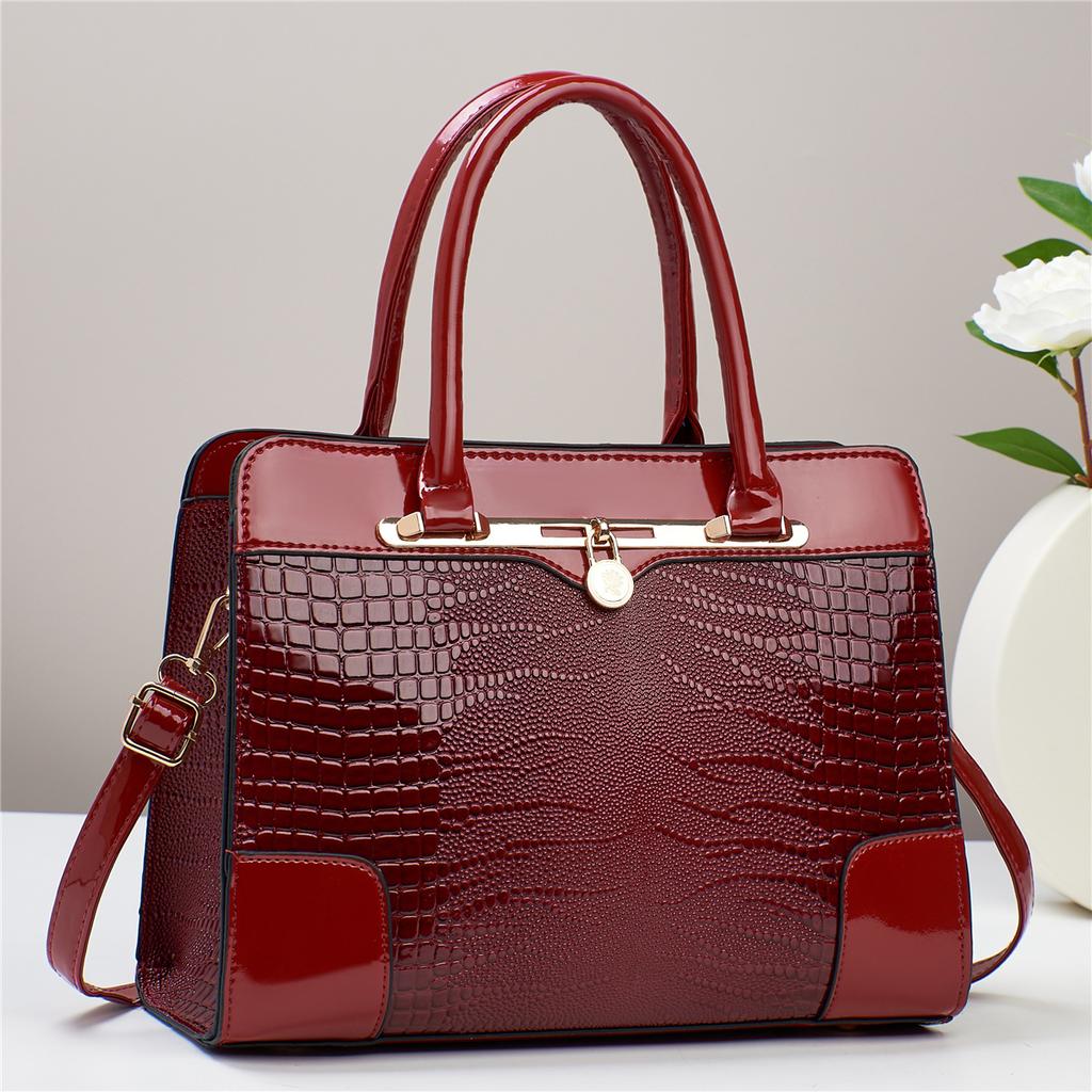 Neue Eidechsenmuster-Ledertextur vielseitige Tasche Schulter Crossbody helle Leder große Kapazität Damen-Tasche große Tasche