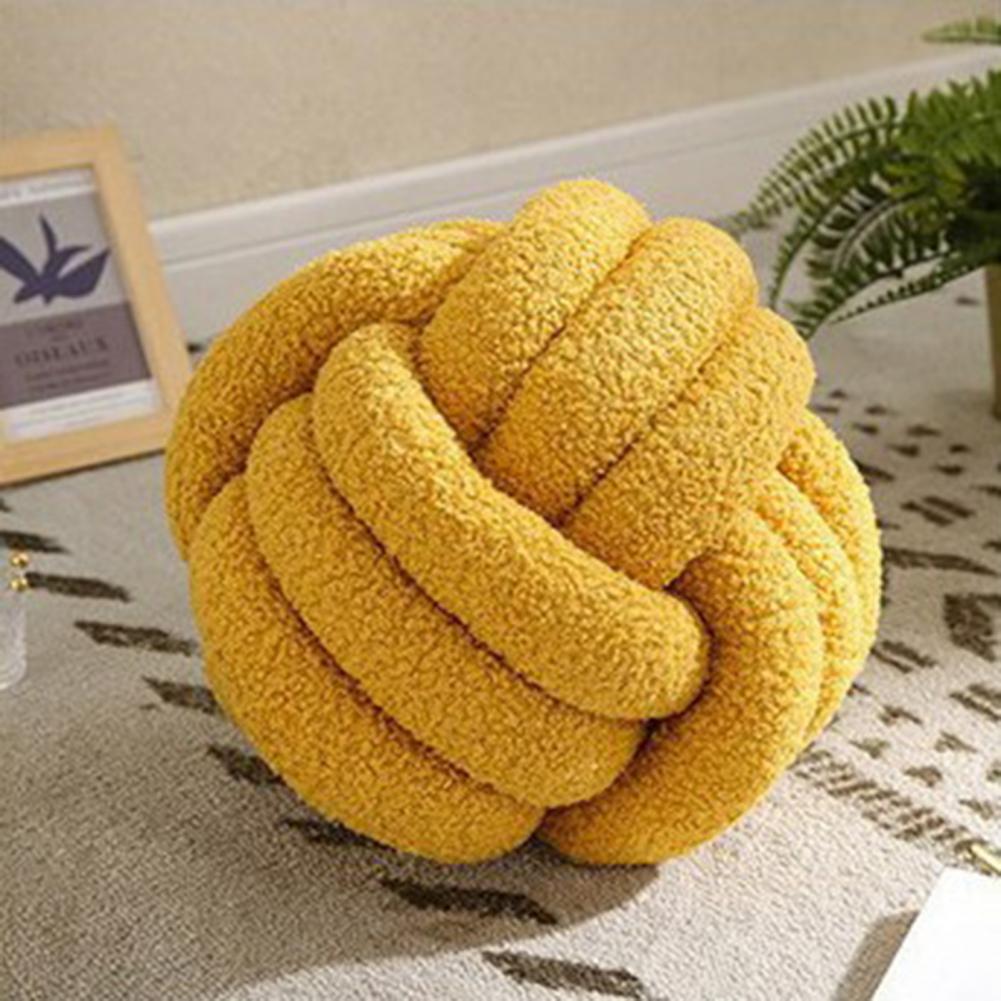 Useful Knotted Ball Pillow  Indeformable Eco-friendly Knotted Ball Plush Pillow  Hand-woven Knotted Ball Back Throw Pillow