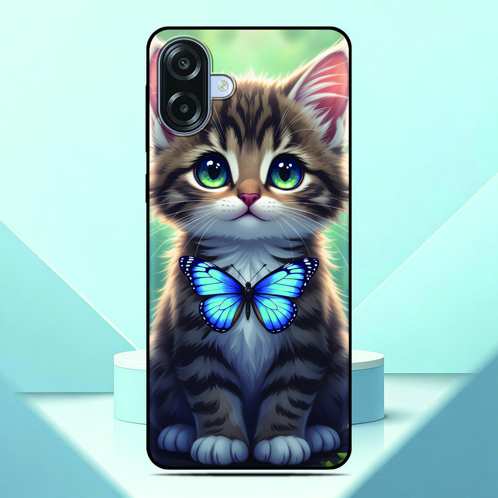 Lovely Kitten Anime Phone Case For Samsung Galaxy A07 4G Painted TPU Black Back Cover A 07 Soft Silicone Protective Fundas