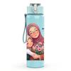 1PC Mother Holding Baby Warm Character Pattern 750ml Color Plastic Sports Water Bottle Leakproof Flip Straw Lid Suitable for Sports Office Home Use