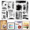 2Pcs 2 Styles Splodge PVC Clear Stamps for DIY Scrapbooking Photo Album Decorative Cards Making Stamp Sheets Mixed Shapes 160x110x3mm 1pc/style