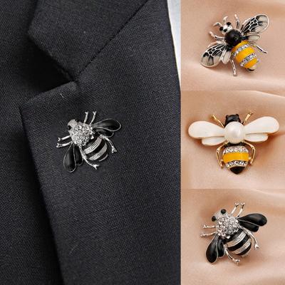 Broche de Esmalte Pin Inseto Pérola Corsage Broches Strass Broche de Abelha Acessórios de Vestuário Feminino
