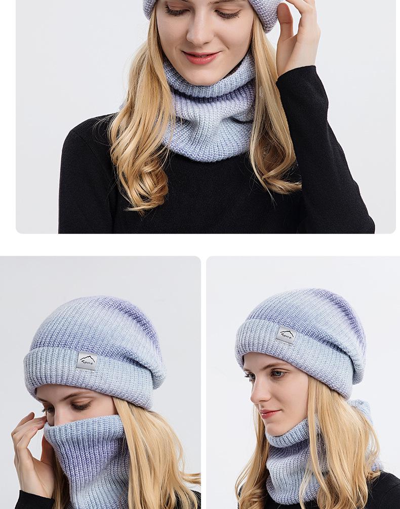 Gradient Korean-Style Knitted Hat Set: Warm, Thick, Cold-Proof with Ear Protection for Autumn & Winter