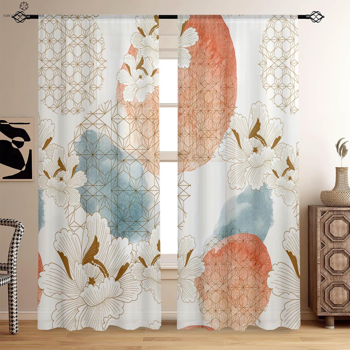 

Retro Flower Pastoral Design Printed Curtain Panels Bedchamber Living Area Study Kitchen Area Drapes Window Decorationation Easy To Wash And Care W50xH130(CM)x2PCS&Rod pocket