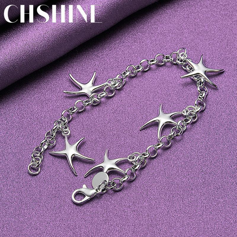 CHSHINE 925 Sterling Silver Five Stars Pendant Bracelet For Women Wedding Party Fashion Charm Jewelry