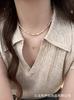 Sweet And Cool Style Light Luxury Niche Fashion Double-Layer Stacked Copper-Plated Real Gold Natural Stone Beaded Necklace Collarbone Chain